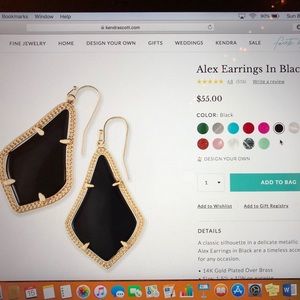 Kendra Scott Alex Gold and Black Earrings